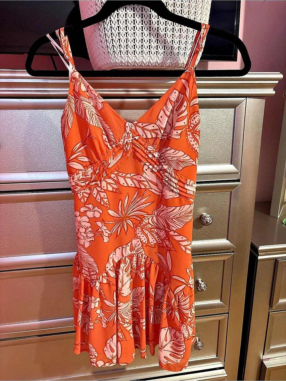 Forever 21 Floral Mini Dress in Orange & White Size Small Like New